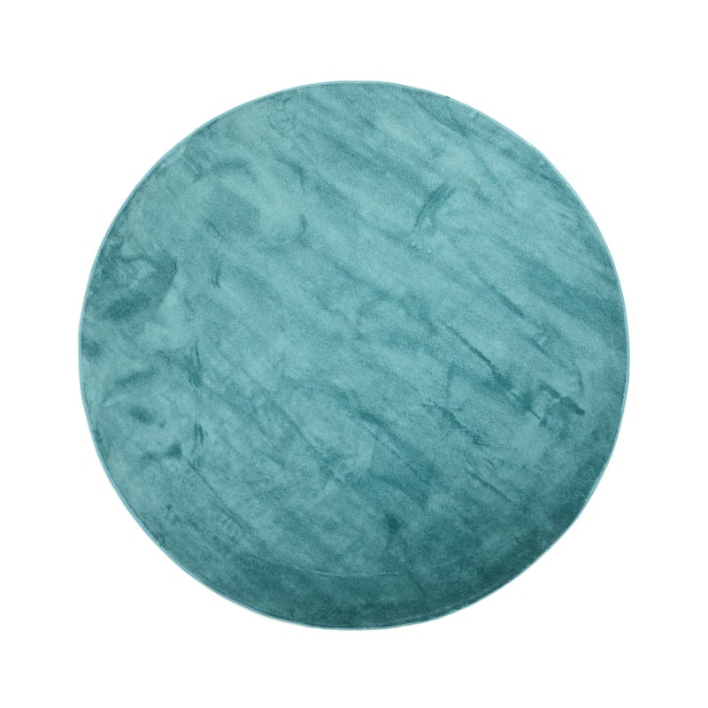Frisco 32 - Rond effen vloerkleed in turquoise