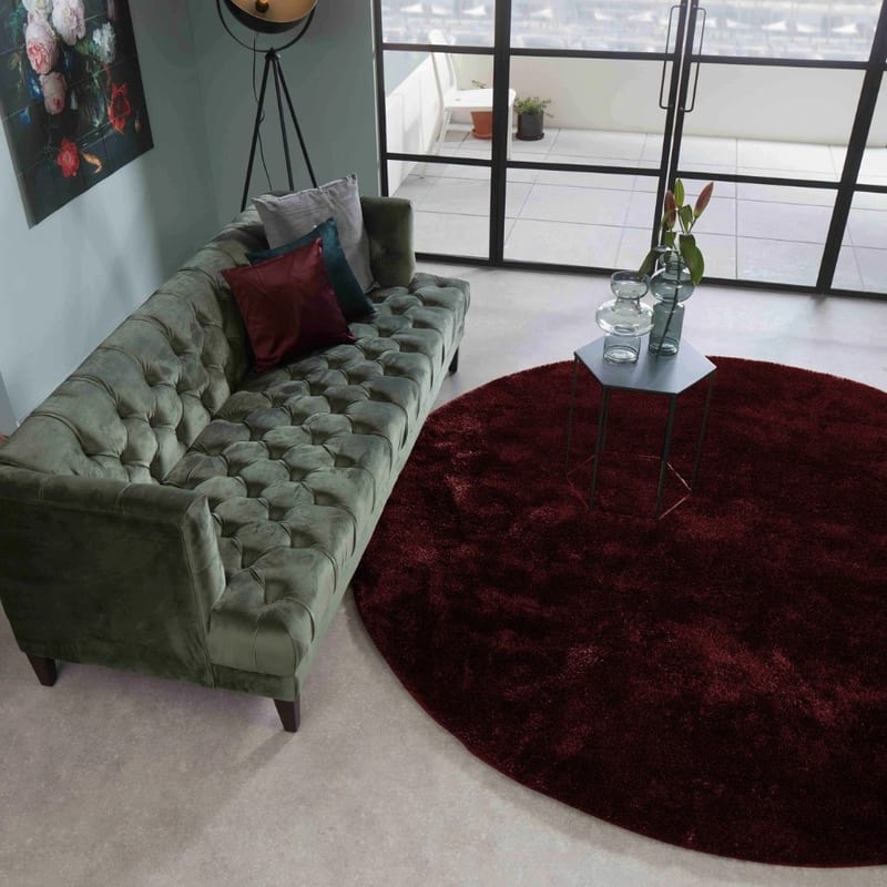 Ross 47 - Rond vloerkleed in bordeaux rood