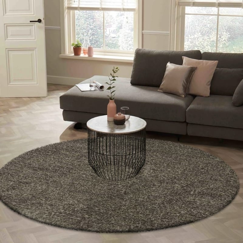 Ross 16 - Rond vloerkleed in beige/grijs