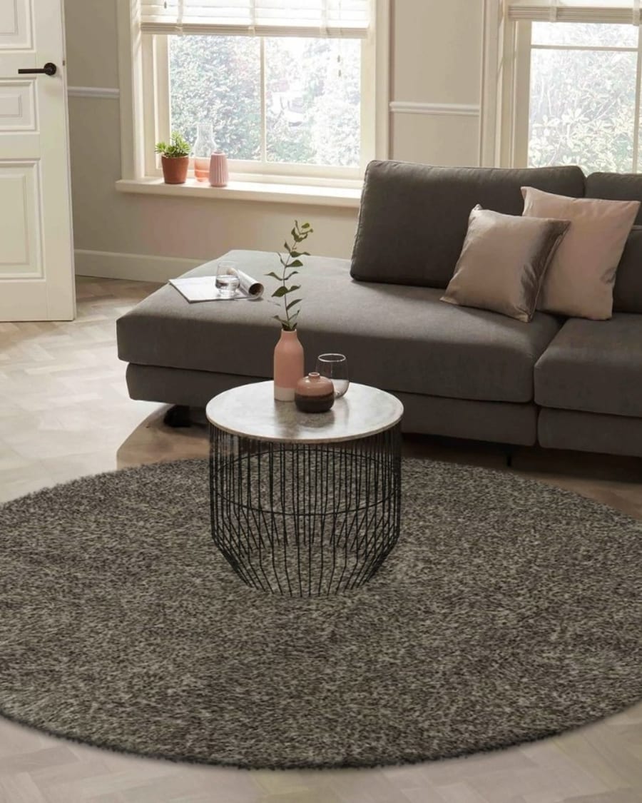 Ross 16 - Rond vloerkleed in beige/grijs