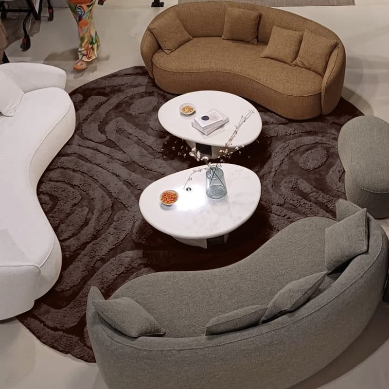 Brera 18 - Rond carved vloerkleed met patroon in bruin