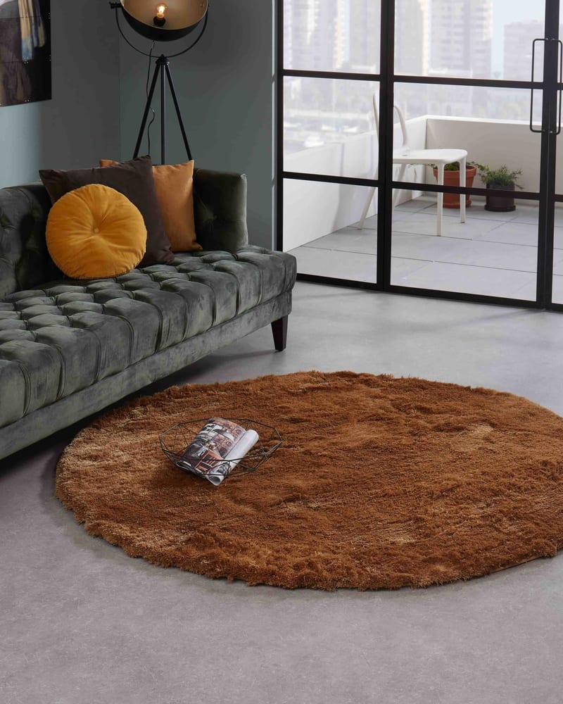 Floorpassion Noëlle Riche 69 - Rond vloerkleed Goudbruin