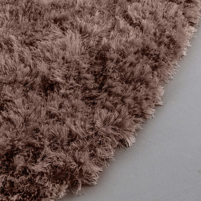Dime 23- Rond Hoogpolig velours vloerkleed in Chocolate Grey