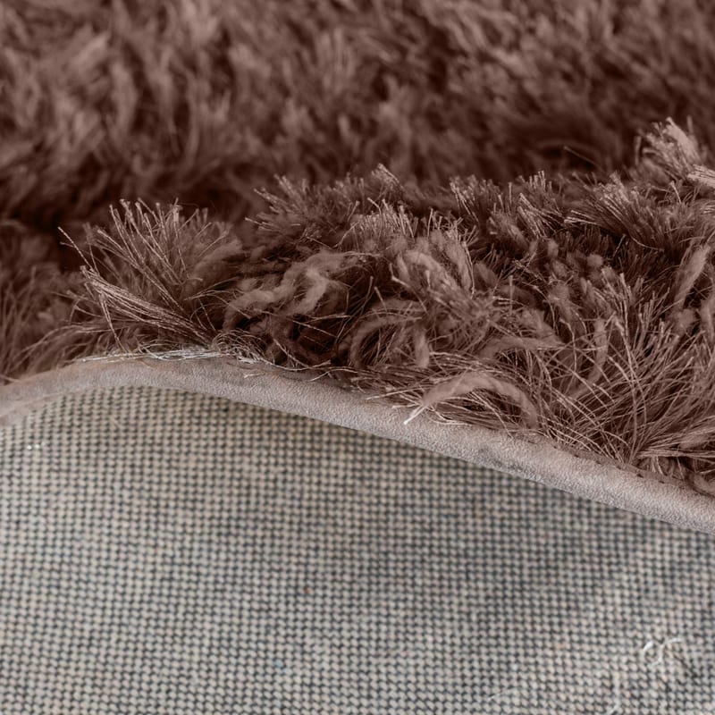 Dime 23- Rond Hoogpolig velours vloerkleed in Chocolate Grey
