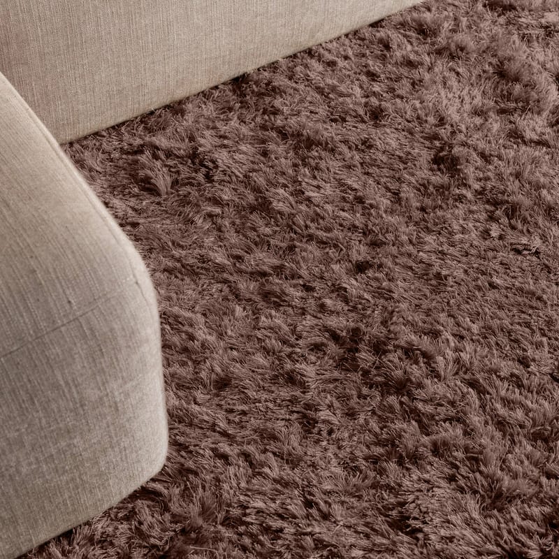 Dime 23- Rond Hoogpolig velours vloerkleed in Chocolate Grey