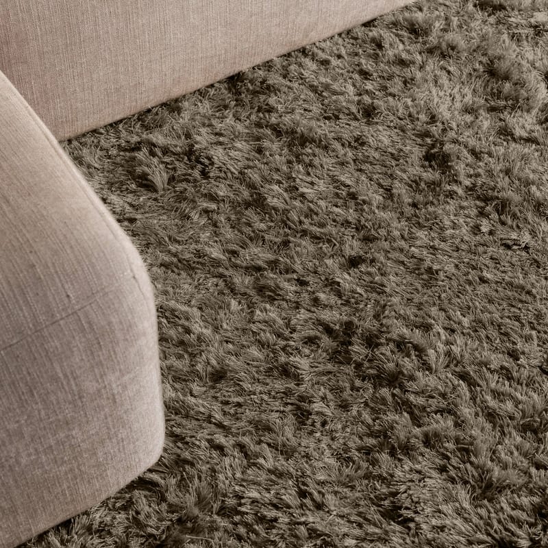 Dime 53- Rond Hoogpolig velours vloerkleed in Platinum Green Grey