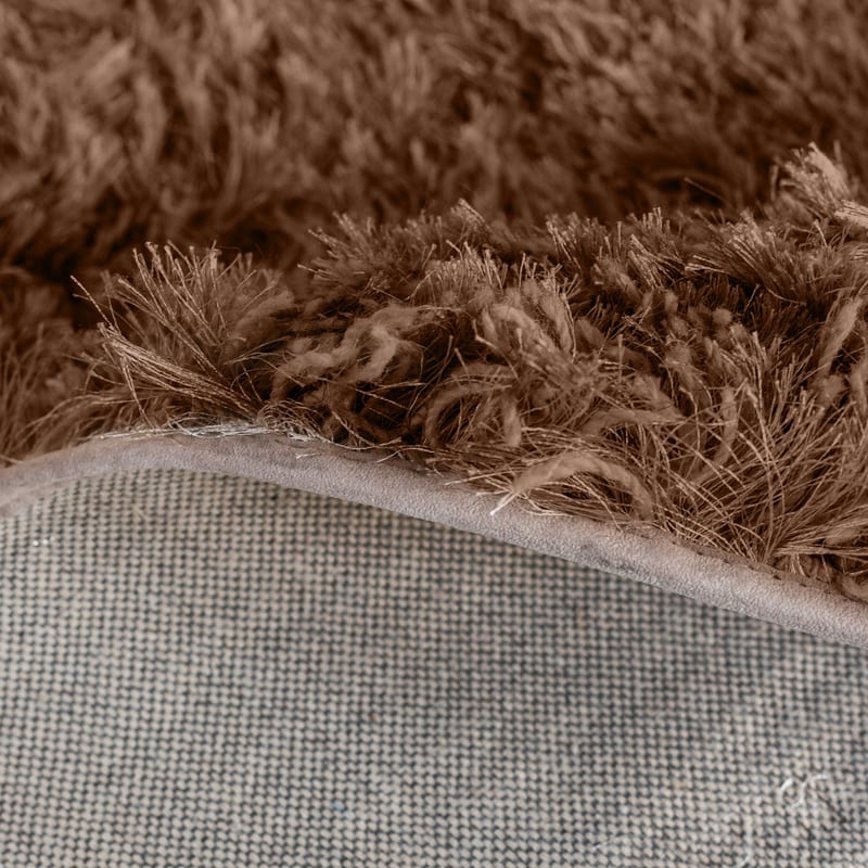 Dime 15- Rond Hoogpolig velours vloerkleed in Karamel