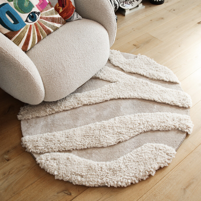 Brera 12 - Rond carved vloerkleed met patroon in crème