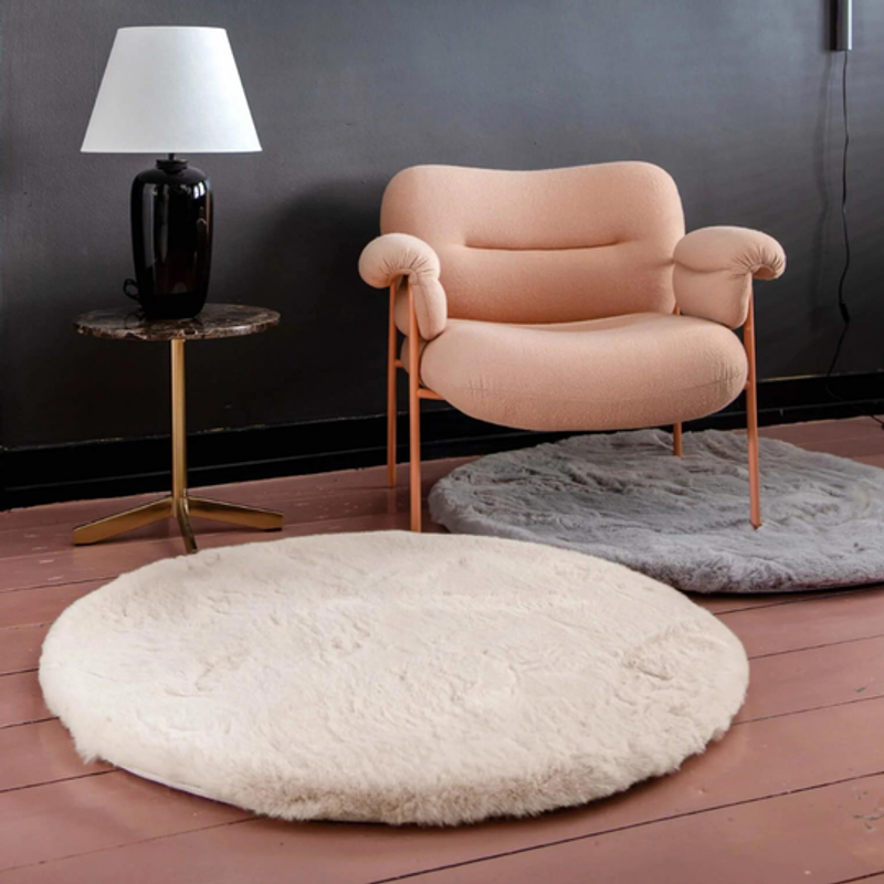 Hampton Soft Cream 12 - Rond hoogpolig vloerkleed