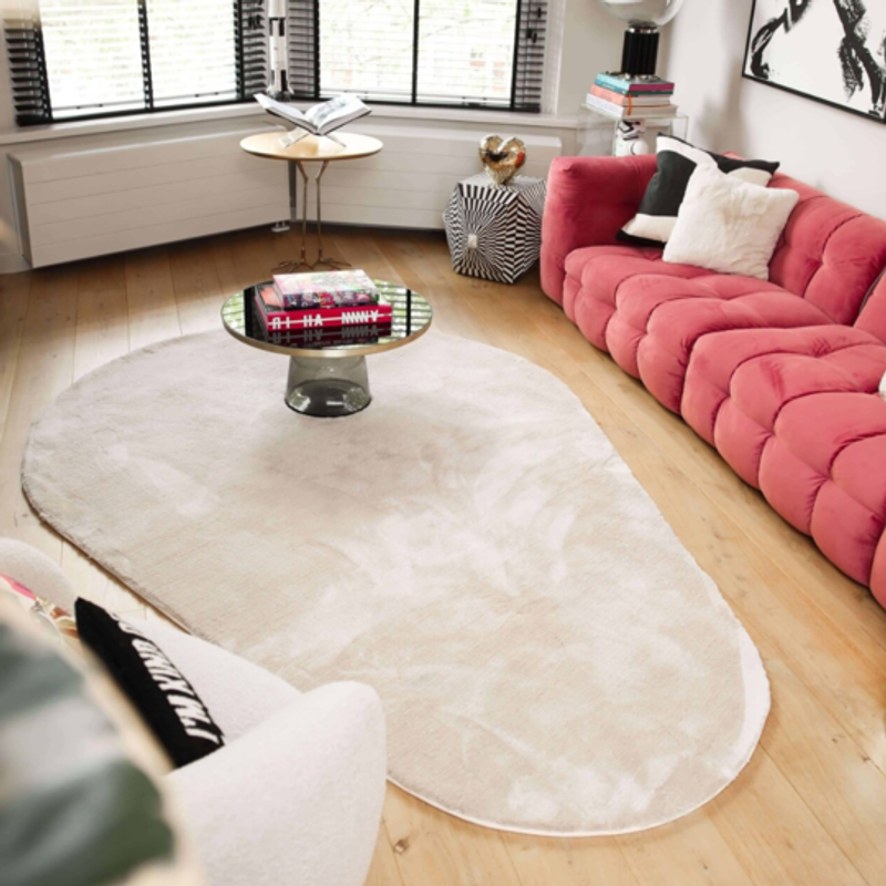 Mystic Drop 11 - Modern Druppelvormig Hoogpolig vloerkleed in Ivory White
