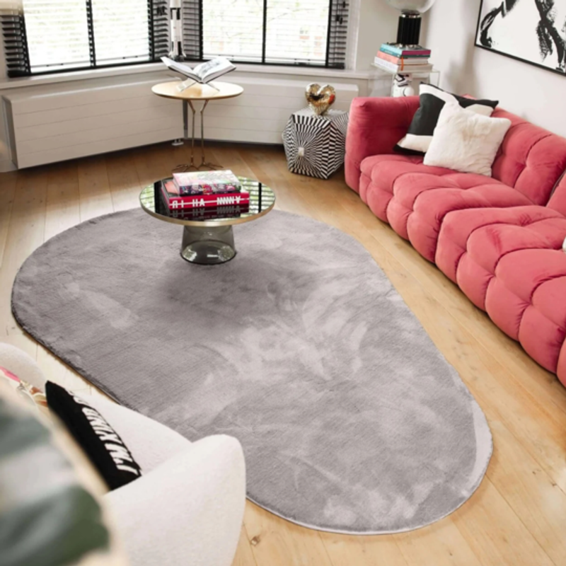 Mystic Drop 21 - Modern Druppelvormig Hoogpolig vloerkleed in Chalk Grey