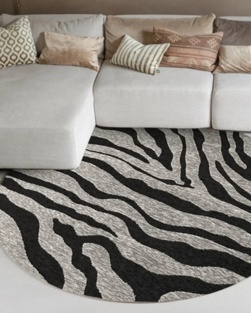 Fred van Leer Rond vloerkleed Serengeti Zebra - Floorpassion X Fred 