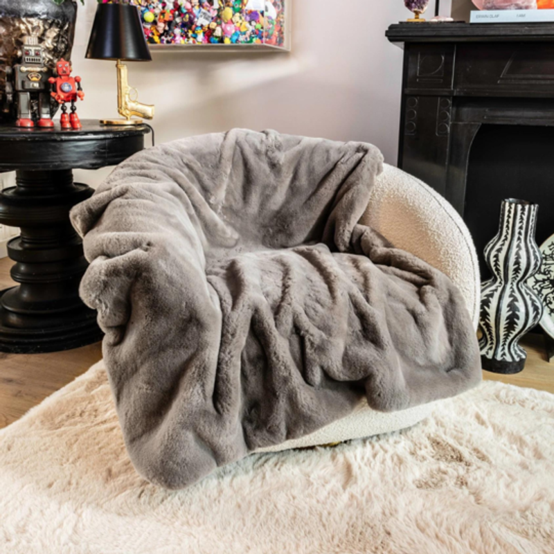 Faux Fur Plaid - Elephant Grey 22 - Floorpassion X Fred 