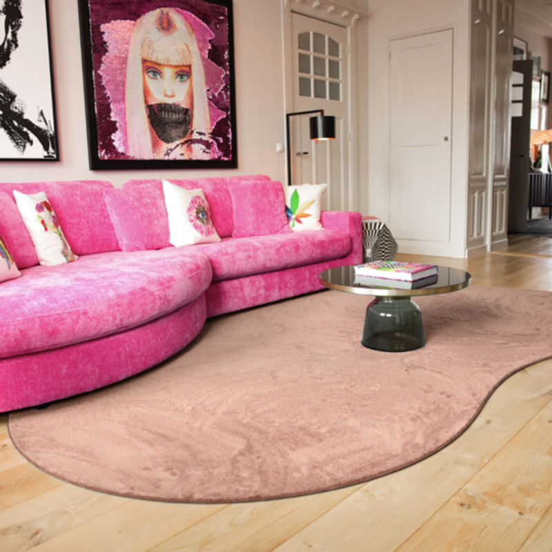 Vloerkleed in Organische Vorm in de kleur Soft Pink - Lunar 41