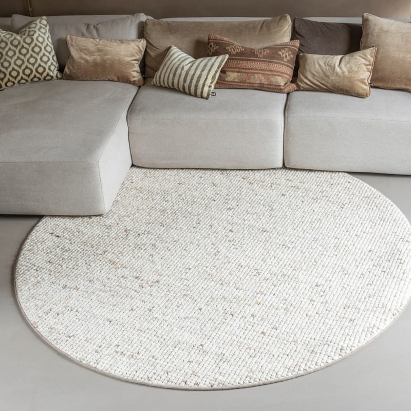 Beach Life 13 - Rond Wollen vloerkleed in Beige kleurstelling