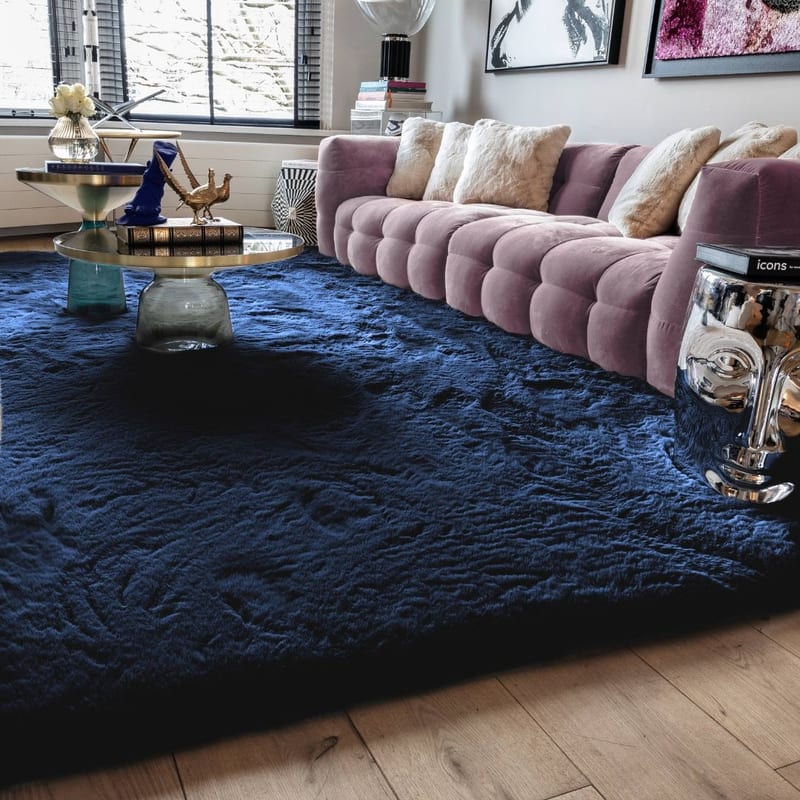 Hampton Dark Blue 36 - Premium zacht hoogpolig vloerkleed