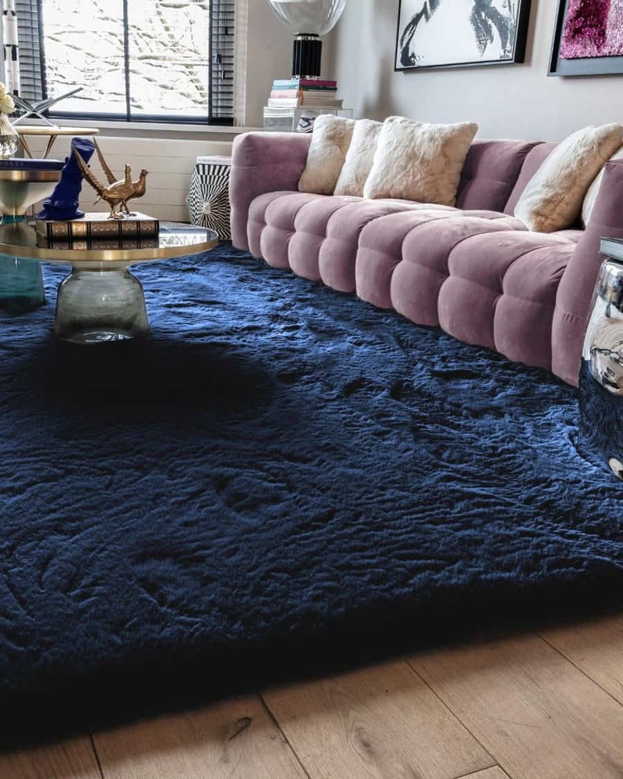 Hampton Dark Blue 36 - Premium zacht hoogpolig vloerkleed