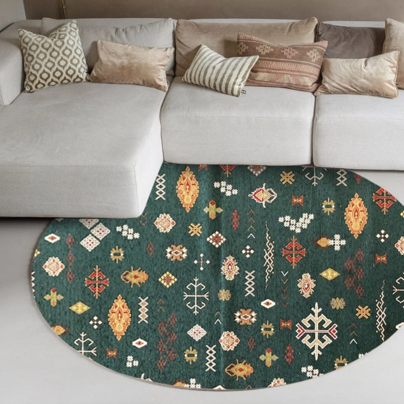 Rond vloerkleed Bolivian Etis Smaragd Green 55 - Floorpassion X Fred