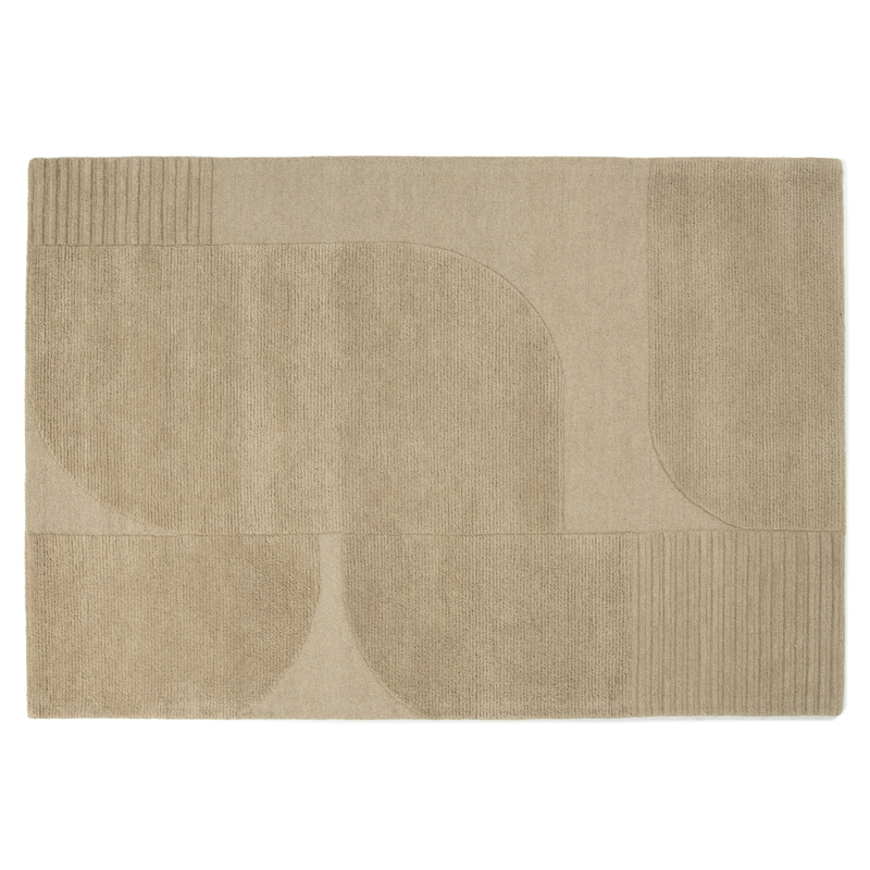 Rumi 13 - Carved wollen vloerkleed in beige kleursamenstelling