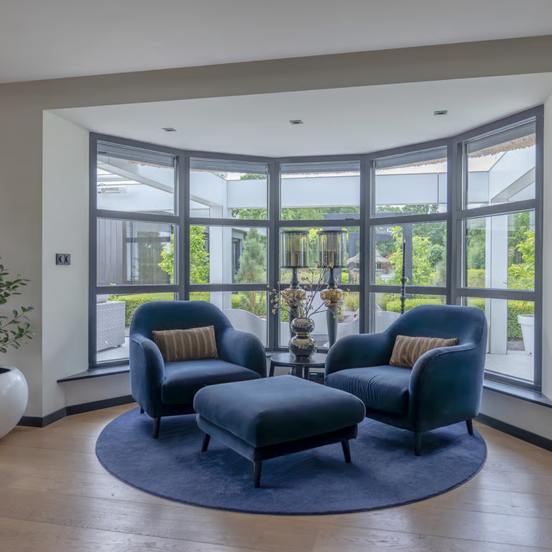 Frisco 35 - Rond effen vloerkleed in dark blue
