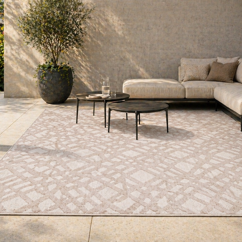 Prestige 12 - Laagpolig outdoor vloerkleed in beige kleurstelling