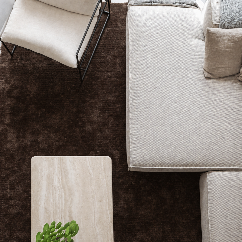 Sandro 18 - Hoogpolig vloerkleed in Chocolate Brown