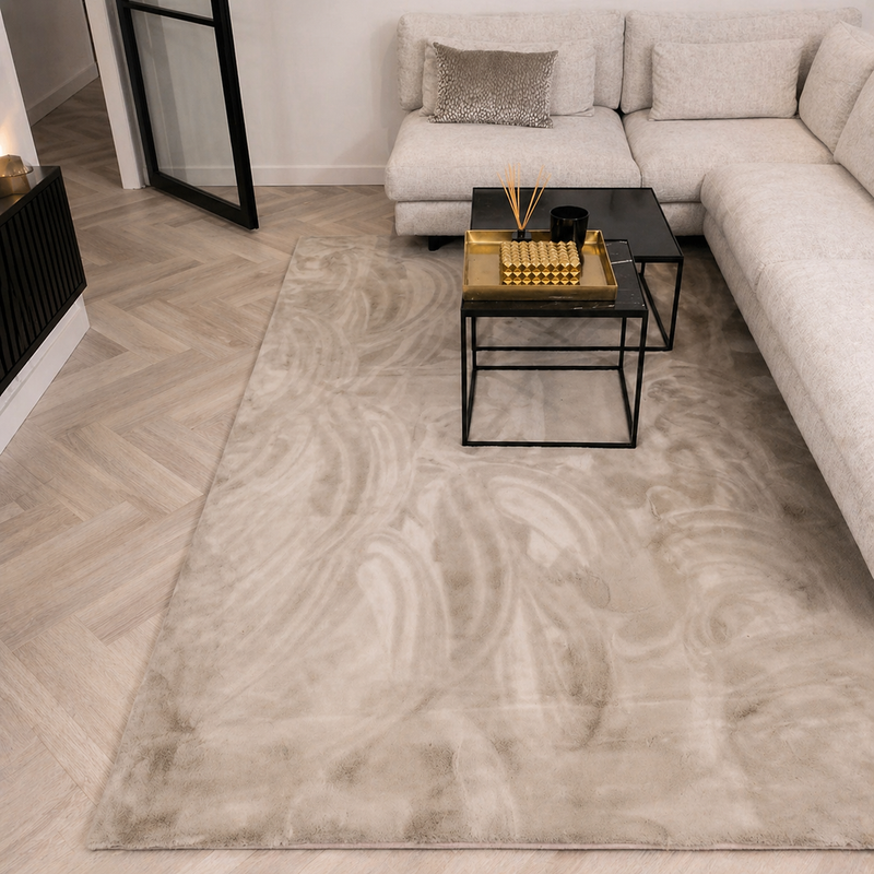 Fay Soft Beige 13 - zacht hoogpolig vloerkleed in beige kleur