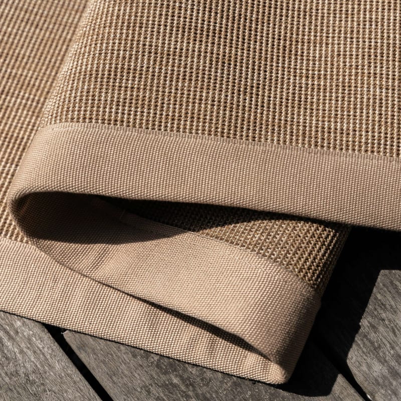 Sisal Outdoor 13 ellips - Sisal vloerkleed voor buiten in beige met crème band