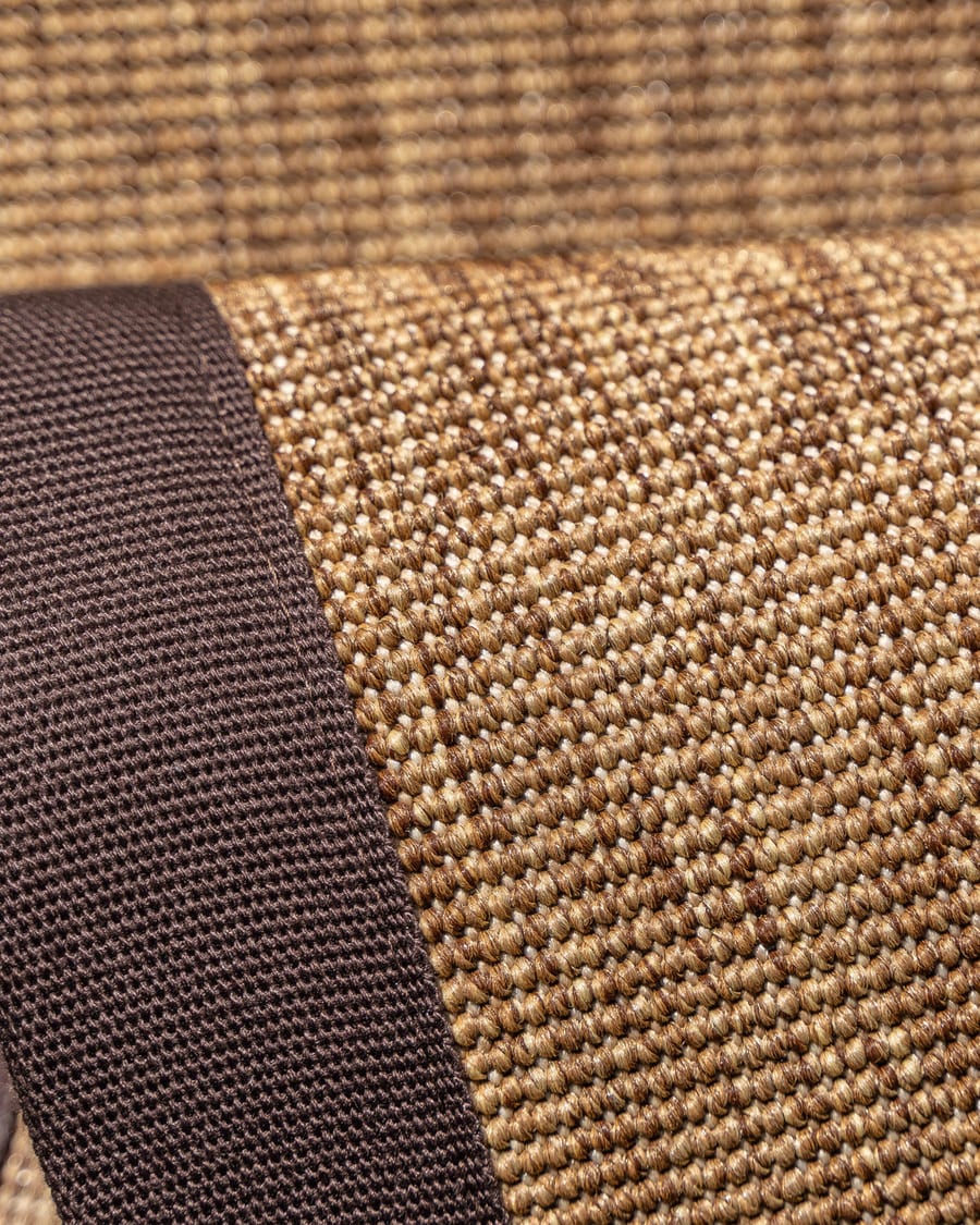 Sisal Outdoor 18 - Sisal ellips vloerkleed voor buiten in donkerbruin met bruine band