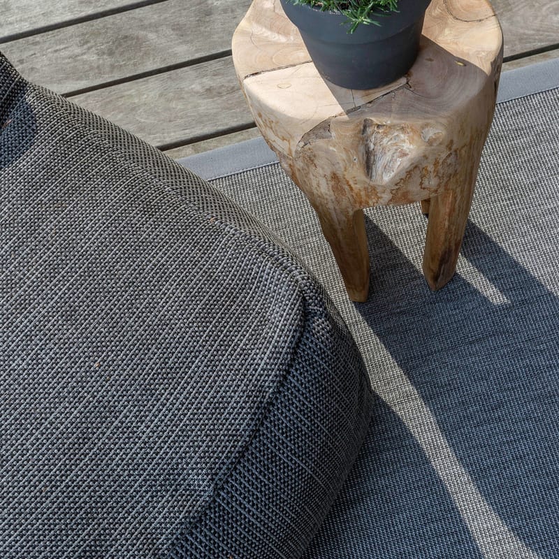 Sisal Outdoor 21 - Sisal vloerkleed ellips voor buiten in lichtgrijs met lichtgrijze band 