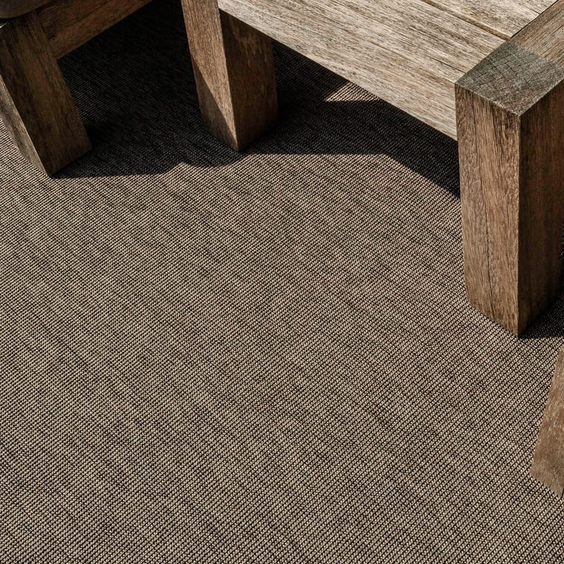Sisal Outdoor 23 ellips - Sisal vloerkleed voor buiten in antraciet/bruin met donkergrijze band 
