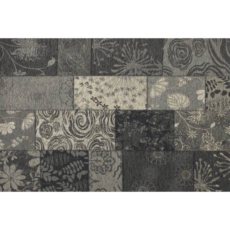 Chatel 24 - Patchwork vloerkleed met prachtig bloemenpatroon in het zwart
