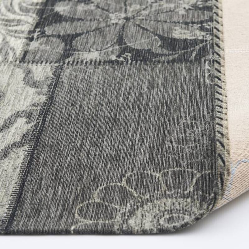 Chatel 24 - Patchwork vloerkleed met prachtig bloemenpatroon in het zwart