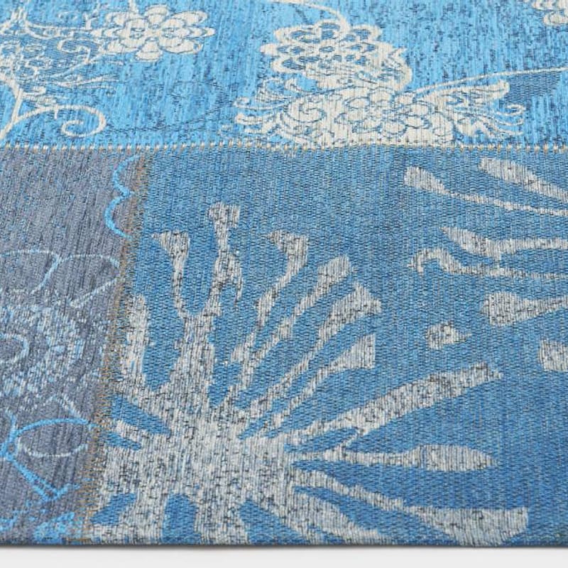 Chatel 34 - Patchwork vloerkleed met prachtig bloemendessin in het blauw