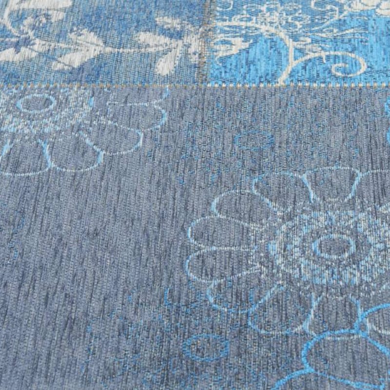 Chatel 34 - Patchwork vloerkleed met prachtig bloemendessin in het blauw