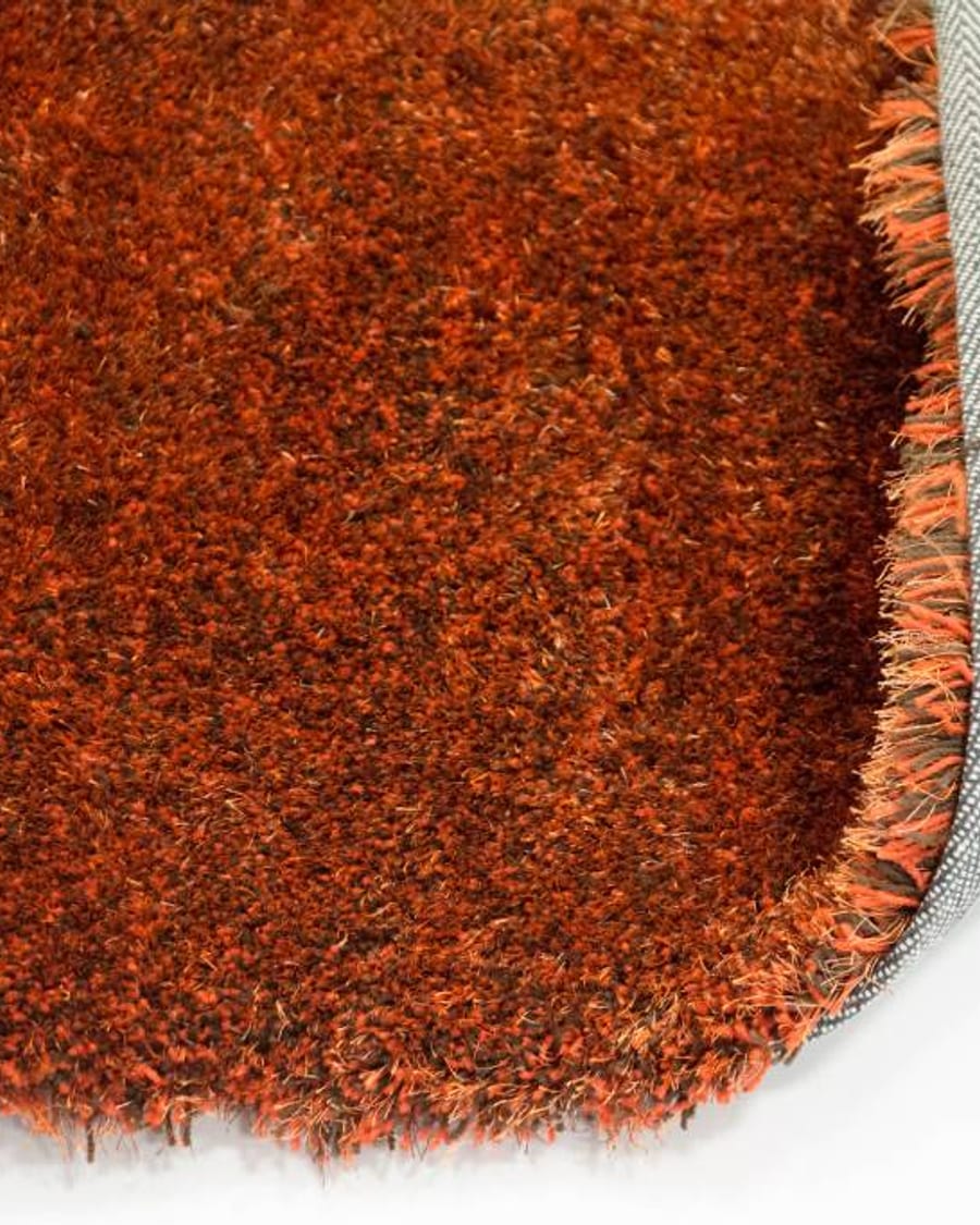 Ross 63 - Uniek hoogpolig vloerkleed in Oranje/Bruine  kleursamenstelling