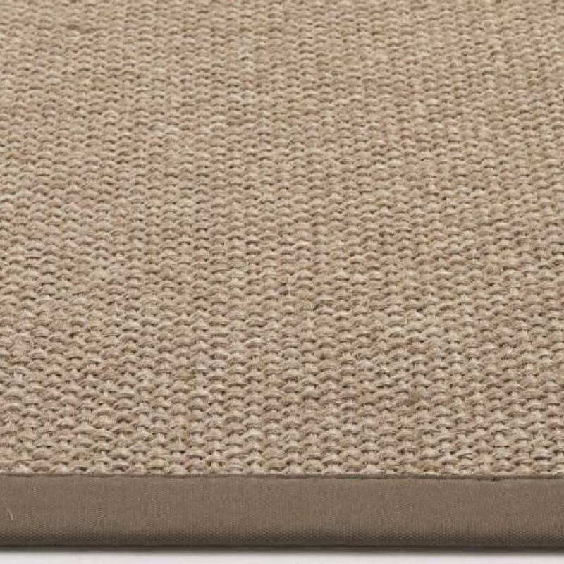 Lago Sisal 21 - Prachtig sisal vloerkleed in het zilvergrijs met taupe band