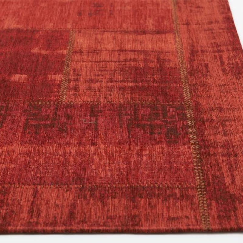 Enzo 45 - Prachtig vintage vloerkleed met donkerrode garen