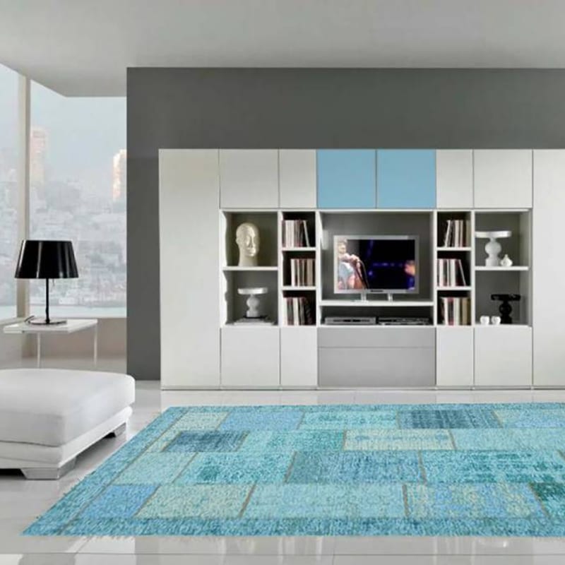 Enzo 33 - Prachtig vintage vloerkleed met Turquoise garen
